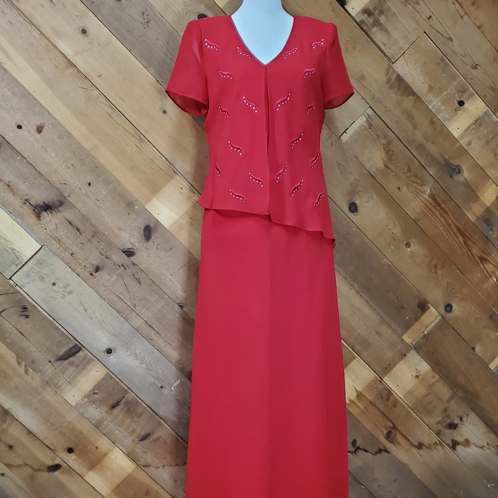 Vintage R&K Red Maxi Asymmetrical Dress